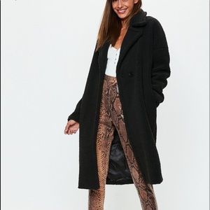 Black longline teddy coat